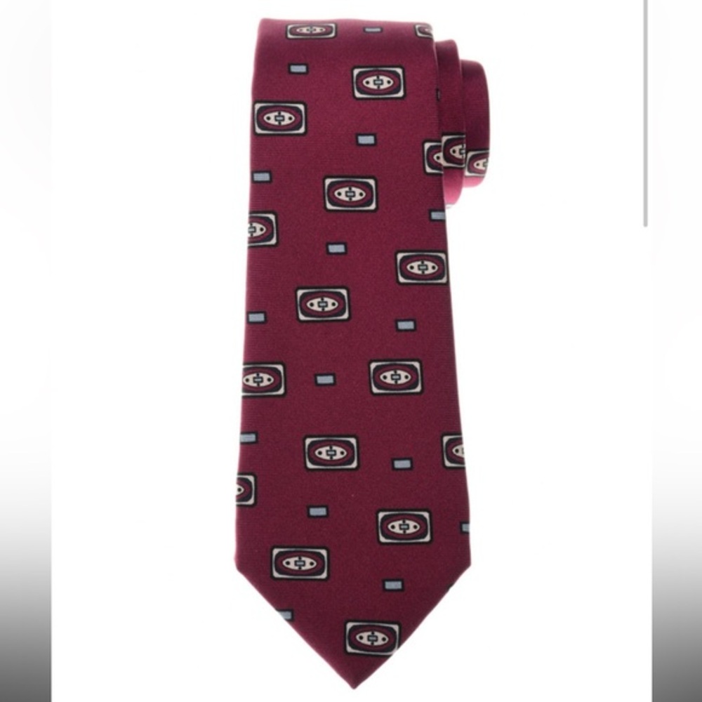 KITON SEVENFOLD TIE RED RECTANGLE DESIGN‎ 100% SILK NWT MSRP $350